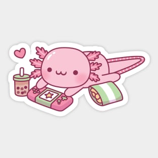 Cute Axolotl Relax Gamer Sticker